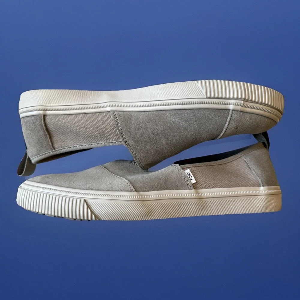 Toms Shoes‎ Mens 8.5 Alpargata Flats Slip On Gray Canvas Round Toe Comfort